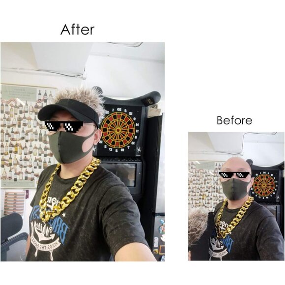 Men's Black and Brown Adjustable Visor Hat with Spiked Wigs Fake Hair Visor - Picture 8 of 9